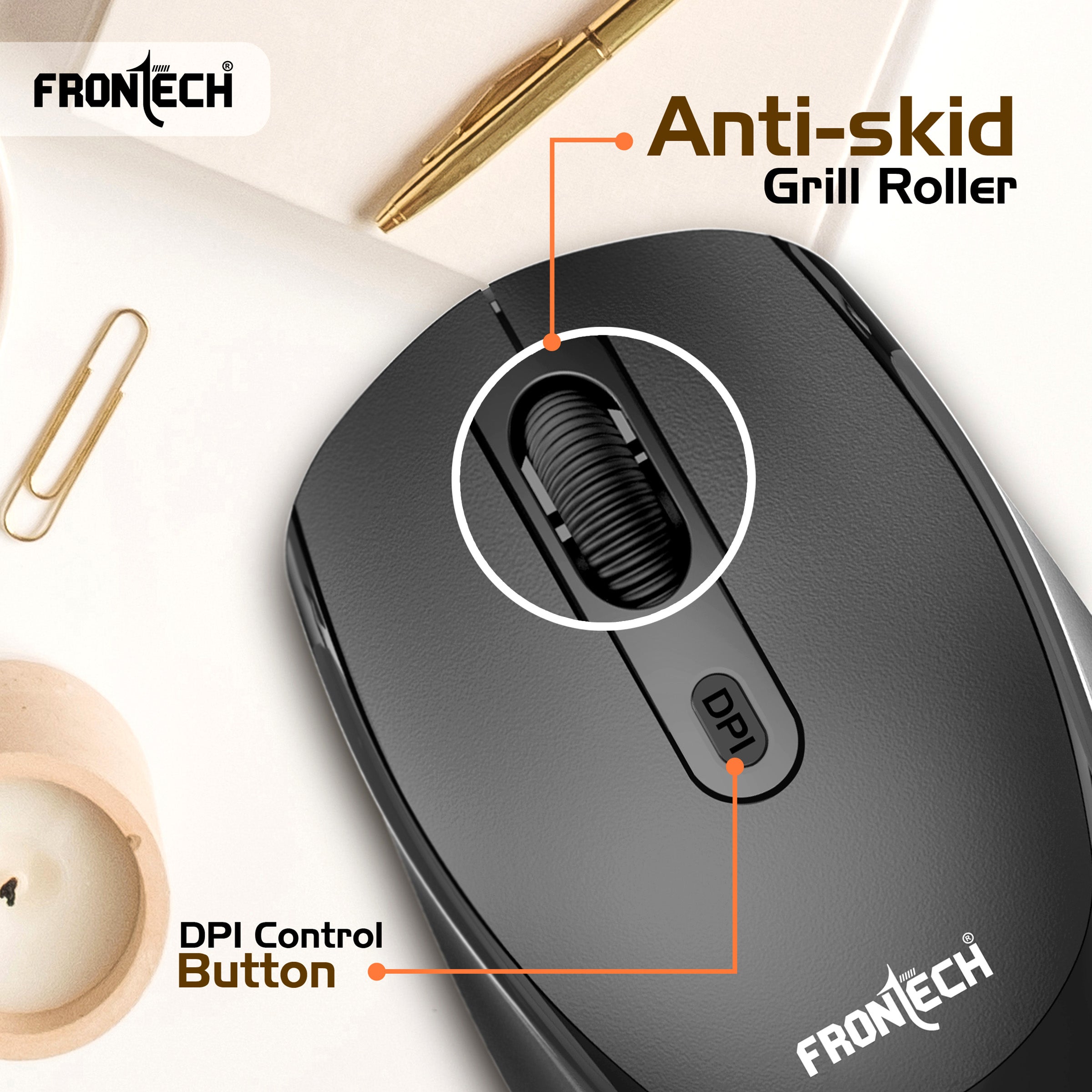 Frontech MS-0074 2.4GHz Wireless Optical Mouse | 1600 DPI | Ergonomic Design | USB Nano Receiver | Anti-Skid Roller | Compatible with Windows XP/Vista/7/8/10/11 Frontech MS-0074 2.4GHz Wireless Optical Mouse | 1600 DPI | Ergonomic Design | USB Nano Receiver | Anti-Skid Roller | Compatible with Windows XP/Vista/7/8/10/11